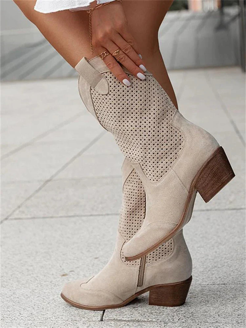 Bottes de cowboy blanches avec talon bloc stylé