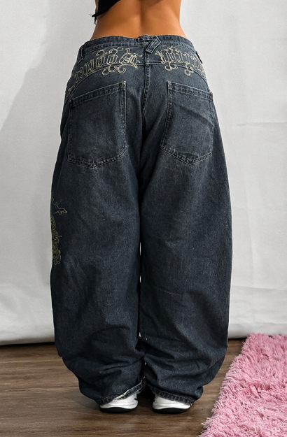 Jean streetstyle à jambes larges rétro