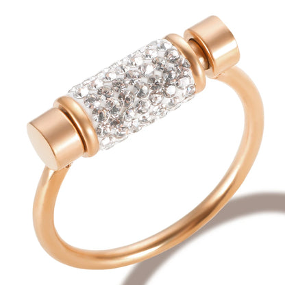Scrolling Rotatable Ring for Women Girl Anti-Stress Ring Stainless Steel Crystal Anxiety Fidget Rings Waterproofjewelry 2024