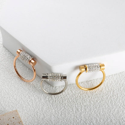 Scrolling Rotatable Ring for Women Girl Anti-Stress Ring Stainless Steel Crystal Anxiety Fidget Rings Waterproofjewelry 2024