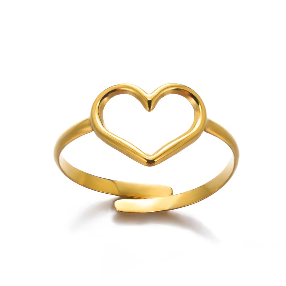 Stainless Steel Rings for Women Gold Color Couple Heart Ring 2025 Trend New in Wedding Aesthetic Luxury Jewelry Anillos Mujer