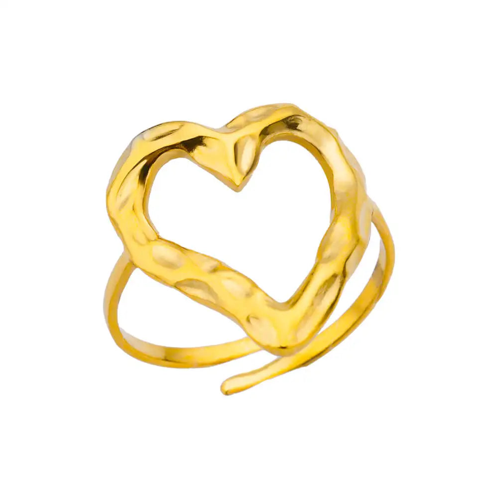 Stainless Steel Rings for Women Gold Color Couple Heart Ring 2025 Trend New in Wedding Aesthetic Luxury Jewelry Anillos Mujer