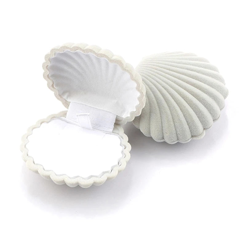 boîte à bijoux en velours en forme de coquillage
