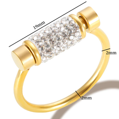 Scrolling Rotatable Ring for Women Girl Anti-Stress Ring Stainless Steel Crystal Anxiety Fidget Rings Waterproofjewelry 2024