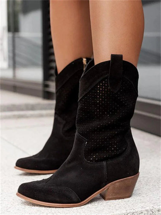 Bottes de cowboy blanches avec talon bloc stylé