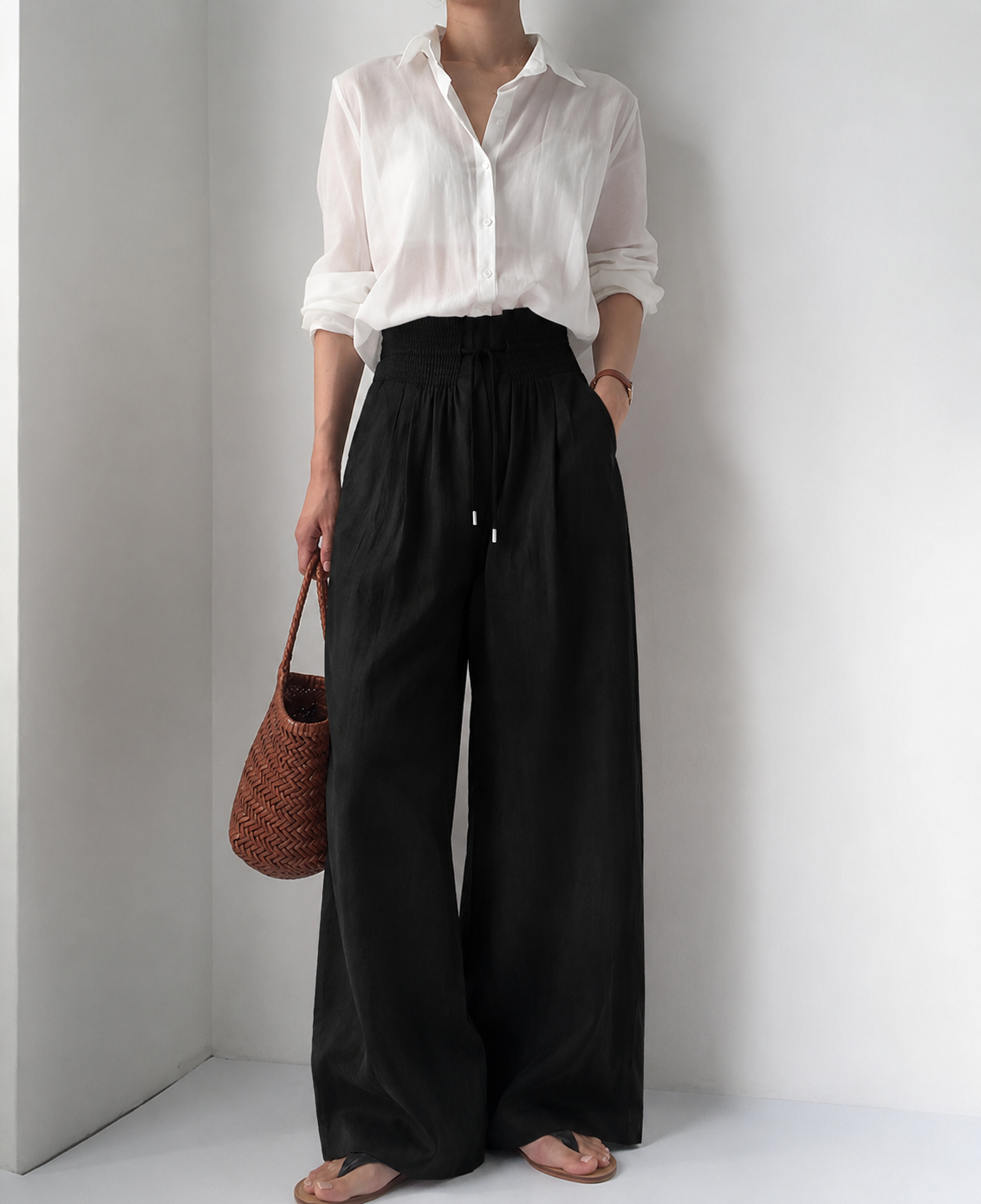 Pantalon large à cordon détendu