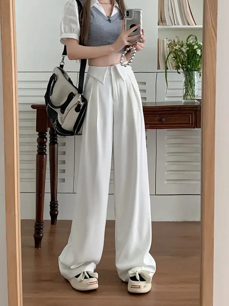 Pantalon large avec détails sur mesure