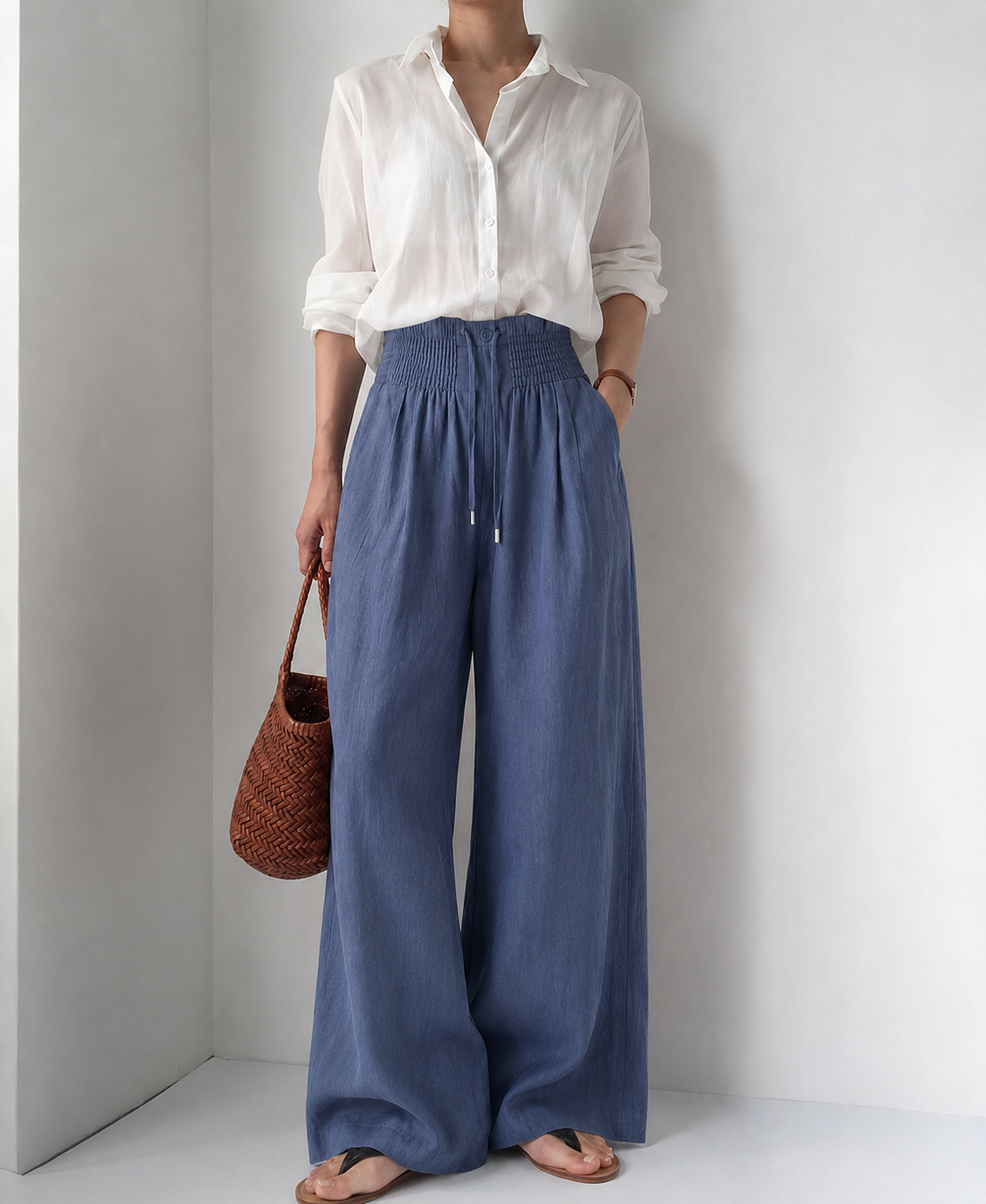 Pantalon large à cordon détendu
